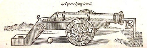 Image at bottom of page 2 of the Firft Booke of Colloquies, caption: A peece lying leuell.