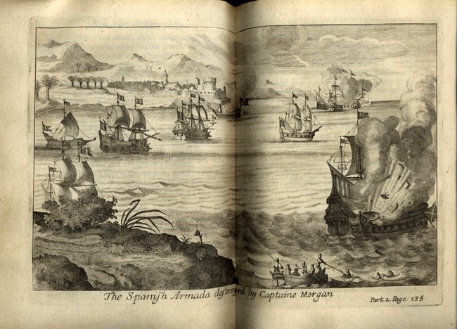Image on pages 136 and 137 of Spanish Armada destroyed by Captain Morgan.