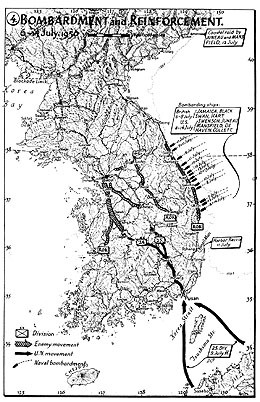 Map 4. Bombardment and Reinforcement, 6–14 July 1950.