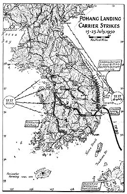 Map 5. Pohang Landing Carrier Strikes, 15–23 July 1950.