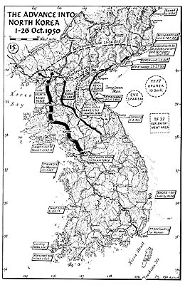Map 15. The Advance into North Korea, 1–26 October 1950.