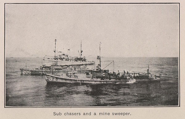 Sub chasers and a mine sweeper.