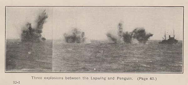 Three explosions between the Lapwing and Penguin. (Page 40.)