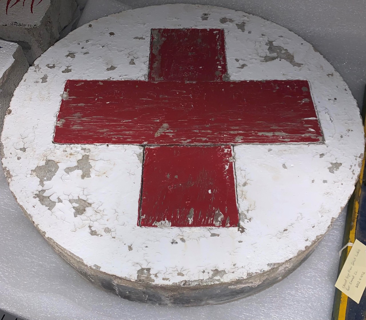 Red Cross emblem from the facade of NSGL Red Cross convalescent home