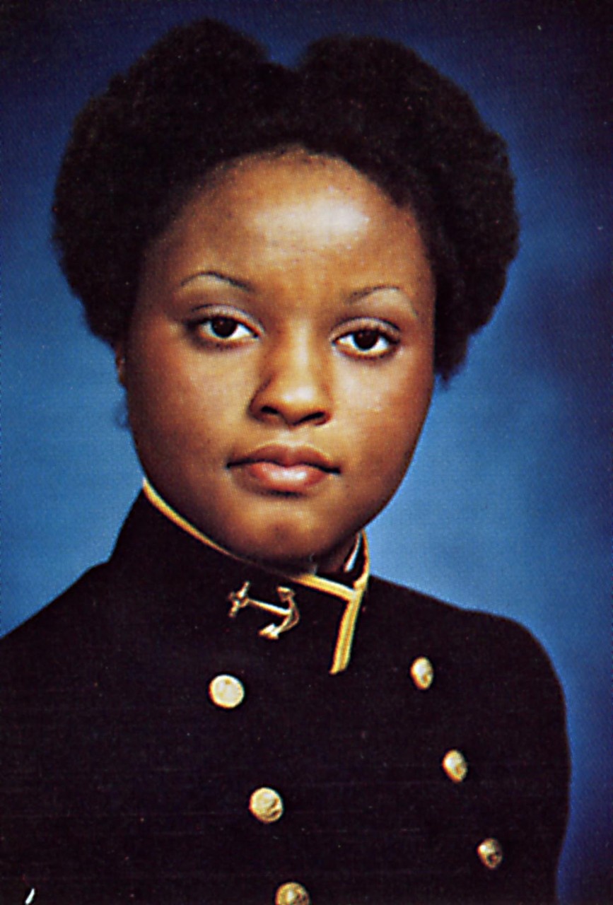Lucky Bag, 1980:   Midshipman Janie L. Miles.   Miles was the first African-American Female to graduate for the U.S. Naval Academy, Annapolis, Maryland.     NHHC Naval Library, Lucky Bag, 1980.   