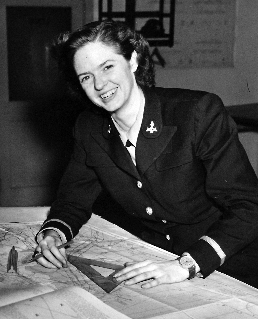 80-G-40931:  Service Dress Blue, March 1943.   Ensign Lois Brown, USNR (W).  Photographed on March 23, 1943.   Official U.S. Navy Photograph, now in the collections of the National Archives.  