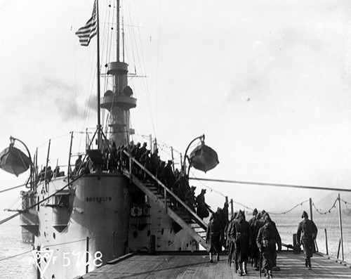 111-SC-76186: USS Brooklyn (Cruiser #3) at Vladivostok, Russia, 1918. U.S. Army photograph, now in the collections of the National Archives.