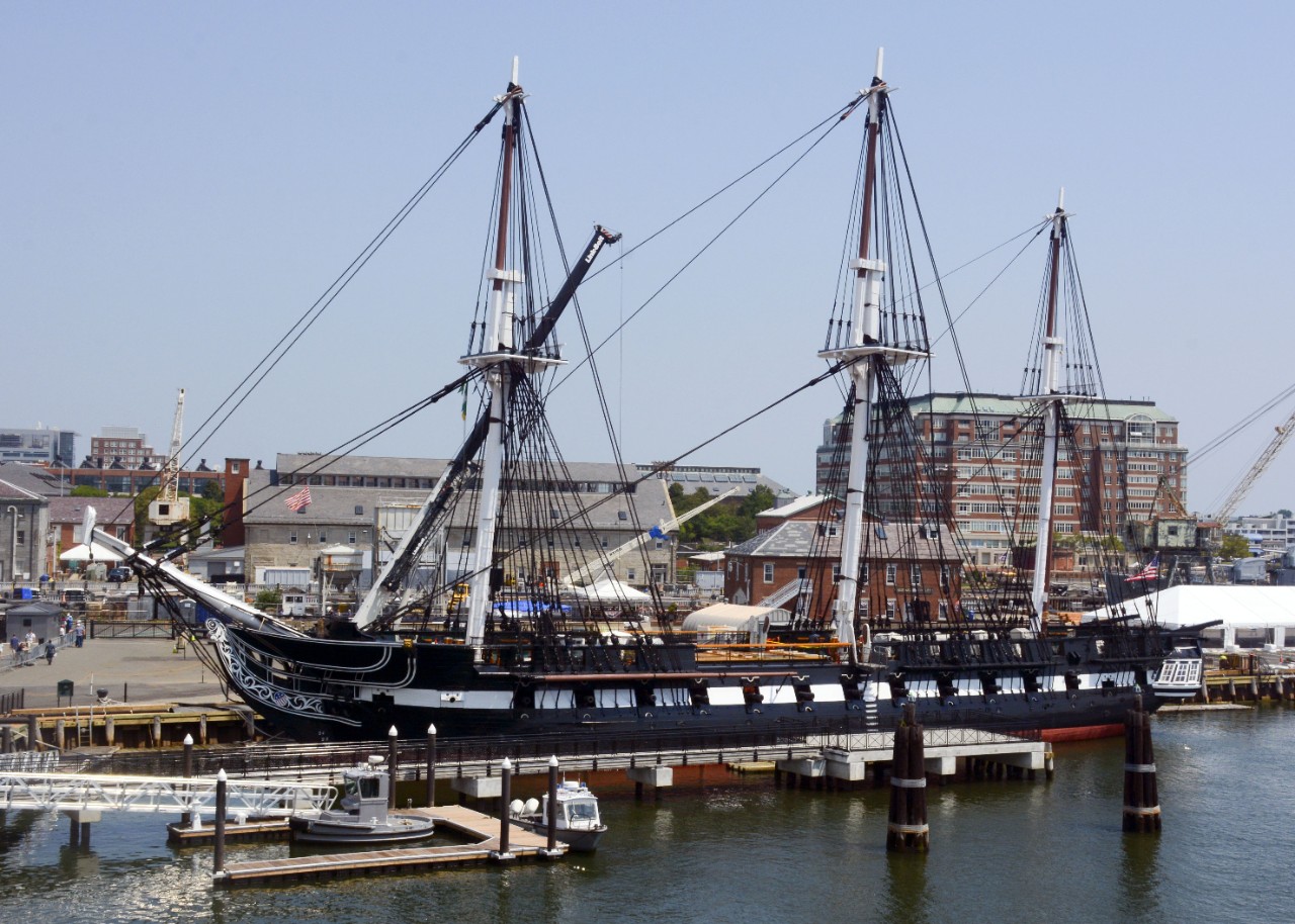 170810-N-NZ935-037:  USS Constitution, 2017.    USS Constitution is moored pierside at the Boston Navy Shipyard in Boston, Mass. Constitution is in the final stages of its 2 1/2 year restoration period, August 10, 2017.   Photographed by MC1 Joshua Hammond.    Official U.S. Navy Photograph.   