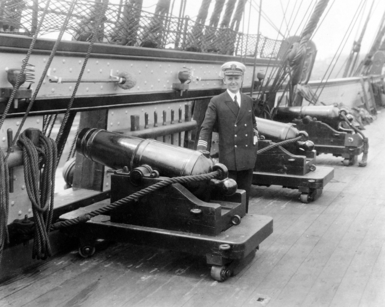 80-G-424995:  USS Constitution, 1931.  Commander Gulliver, Commanding Officer on first cruise of the frigate after restoration at Boston Navy Yard, Massachusetts, Photograph May 21, 1931.   Official U.S. Navy Photograph, now in the collections of the National Archives.   (2017/08/01).  