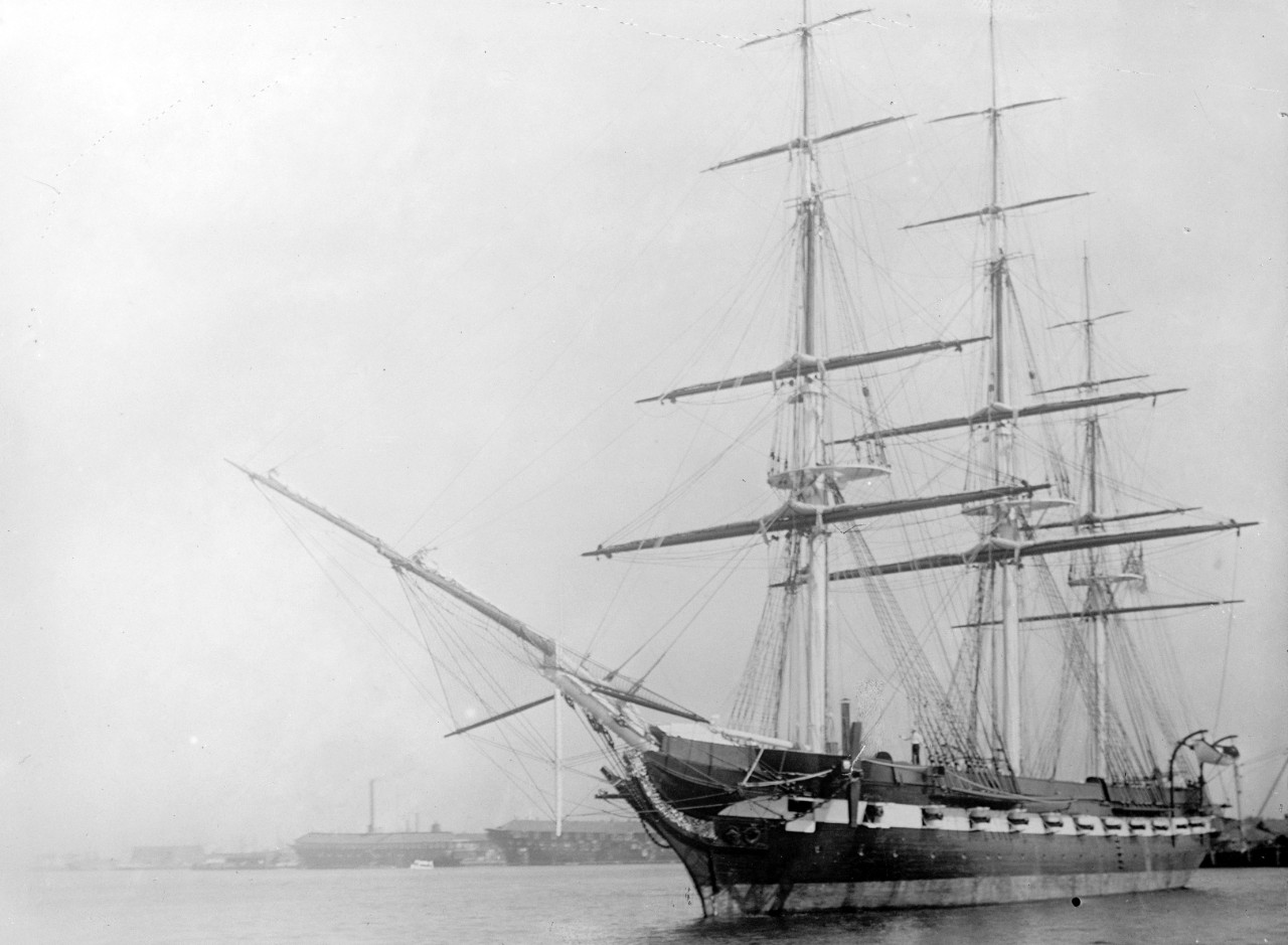 LC-DIG-npcc-20076:  USS Constitution, 1909-21.   Port bow, 3/4th view.    Photographed by the National Photograph Company Collection.   Courtesy of the Library of Congress.   