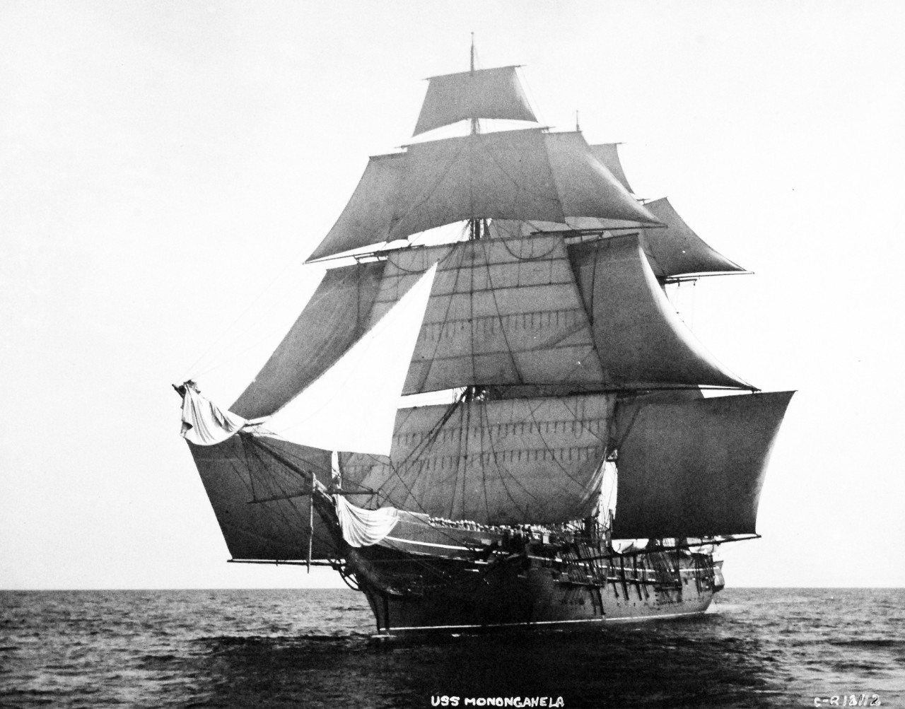 19-N-12112:   USS Monongahela later 1890s    Port view while under sail while serving as the U.S. Naval Academy Practice Ship.   Official U.S. Navy Photograph, now in the collections of the National Archives.   (2014/7/10).