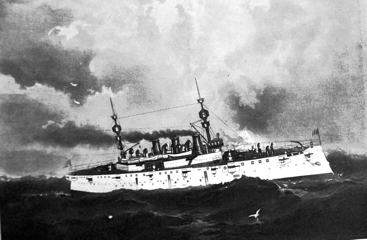 LC-Lot 3191-1:  USS New York (Armored Cruiser #2), undated.  Starboard view, artwork was a supplement to the Marine Review of Cleveland by William Cramp & Sons, Ship and Engine Building Company, undated. Courtesy of the Library of Congress.   (2015/08/28).