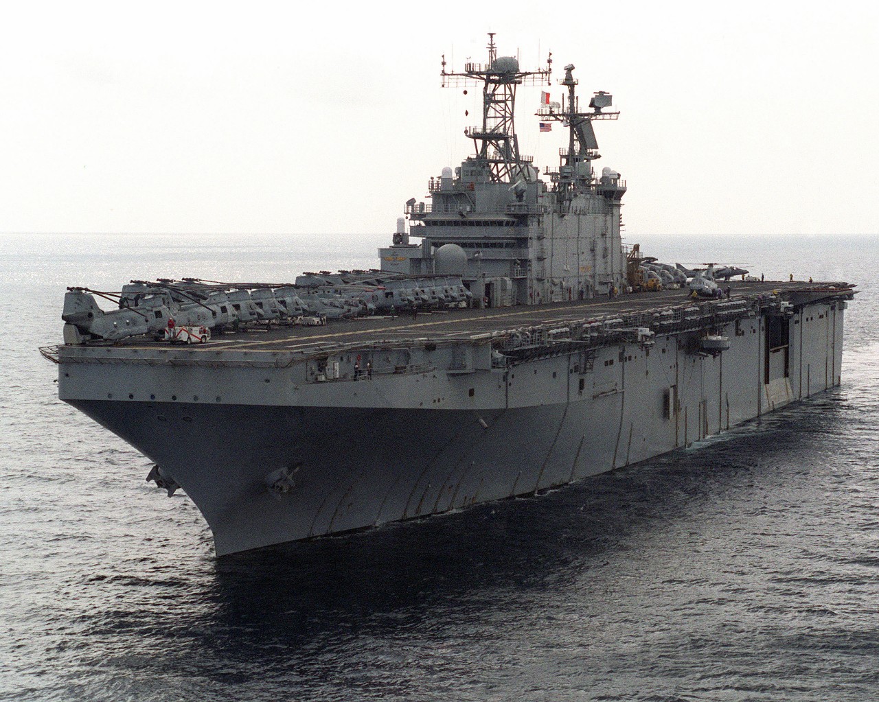 330-CFD-DN-SD-03-13090:    USS Tarawa (LHA-1), October 2000.   The amphibious assault ship is conducting flight operations off the coast of Aden, Yemen, during Operation Determined Response, October 28, 2000.   Photographed by PH1 David Miller, USN.    Official U.S. Navy Photograph, now in the collections of the National Archives.  