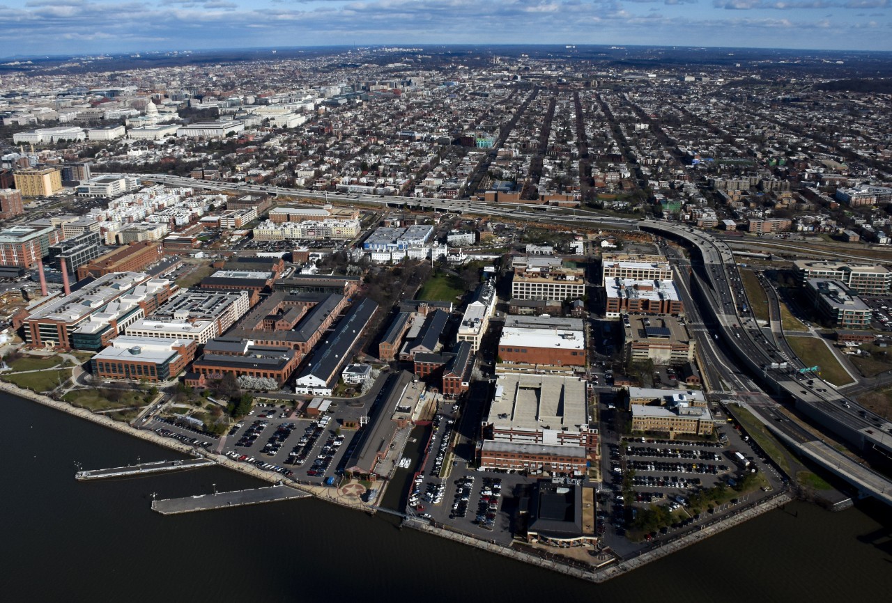 170302-N-AG722-004:   Washington Navy Yard, March 2017.   An aerial view of Naval Support Activity (NSA) Washington on the historic Washington Navy Yard (WNY). The naval base is the “Quarterdeck of the Navy” and serves as the Headquarters for Naval District Washington, where it houses numerous support activities for the fleet and aviation communities.  Official U.S. Navy photo by Mass Communication Specialist 1st Class John Belanger, March 2, 2017.   