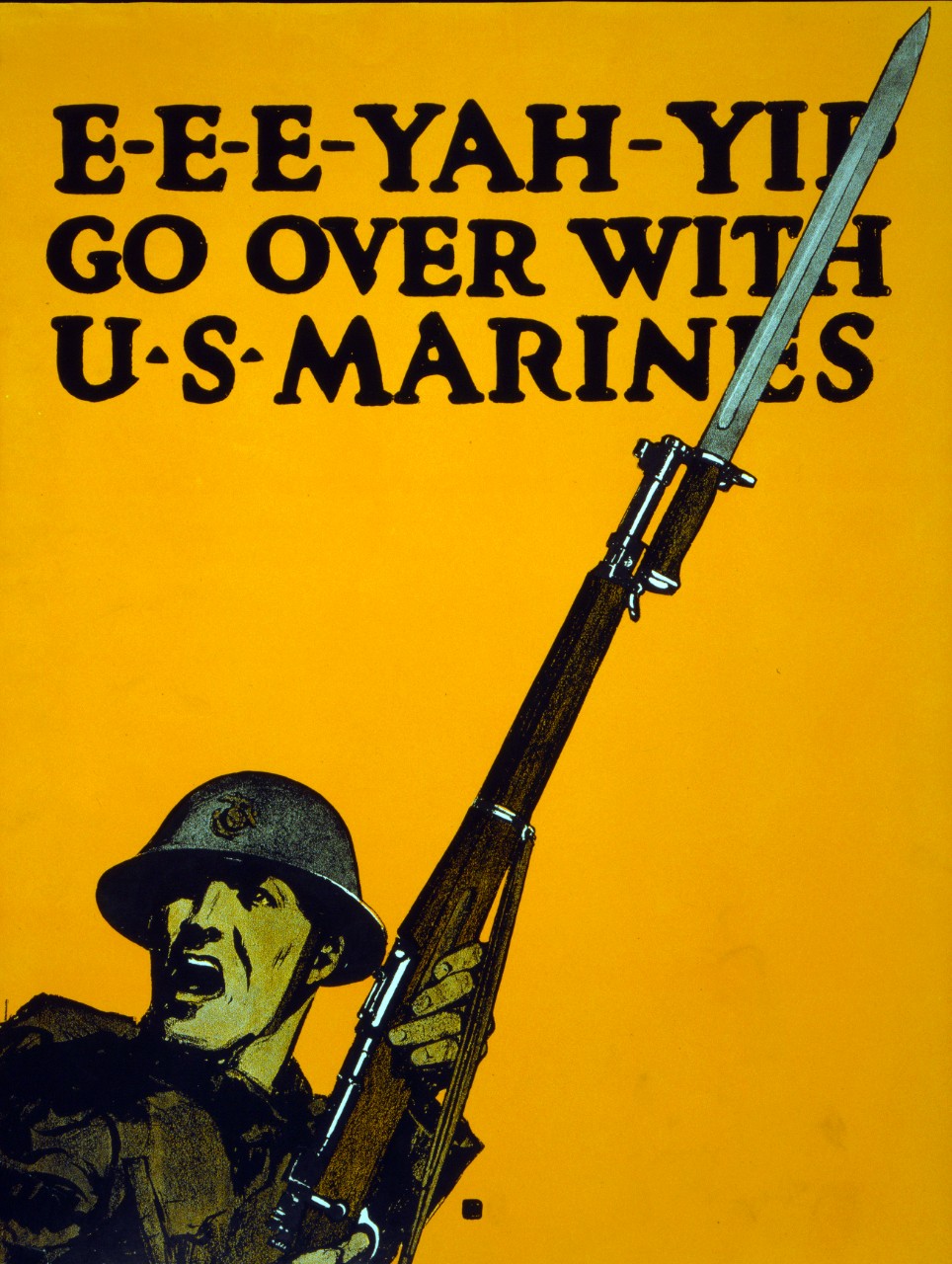 <p>LC-USZC4-10037: WWI-Recruiting Poster: Marines. “E-e-e-yah-yip. Go Over With The Marines.” Artwork by Charles B. Falls, 1917.&nbsp;</p>
