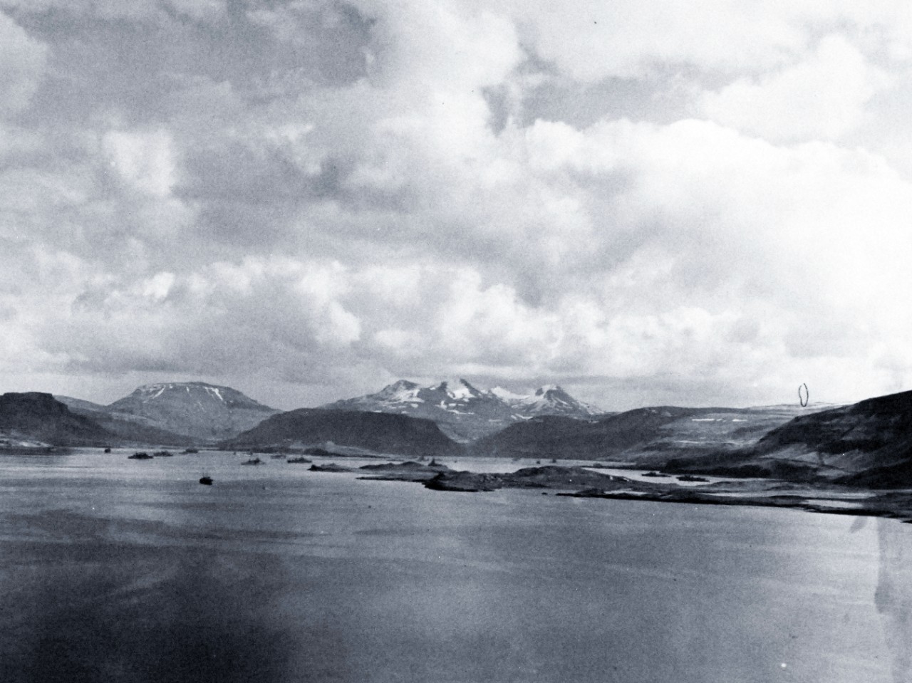 <p>80-G-24825: PQ-17 Arctic Convoy, June-July 1942. The covering forces of the PQ-17 Convoy (British and American ships) at anchor in the harbor at Hvalfjord, Iceland, May 1942.&nbsp;</p>
