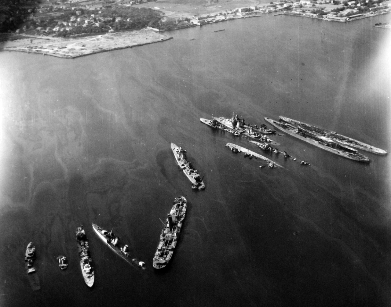 80-G-364002:  Invasion of Southern France, Toulon, August 1944.   Aerial view of the destruction to the harbor and installations at Toulon, France.  Taken by crew of USS Catoctin   (AGC 5).  Photograph received on 2 April 1946.   Official U.S. Navy Photograph, now in the collections of the National Archives.  (2014/7/10).