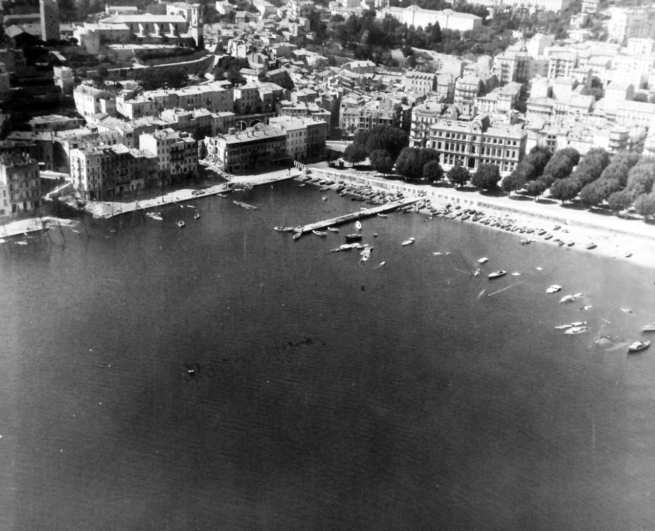 80-G-364083:  Invasion of Southern France, Toulon, August 1944.   Aerial view of Antibes, Toulon, France, showing destruction as a result of bombing.   Taken by crew of USS Catoctin (AGC-5).  Photograph received on 2 April 1946.   Official U.S. Navy Photograph, now in the collections of the National Archives.  (2014/7/10).