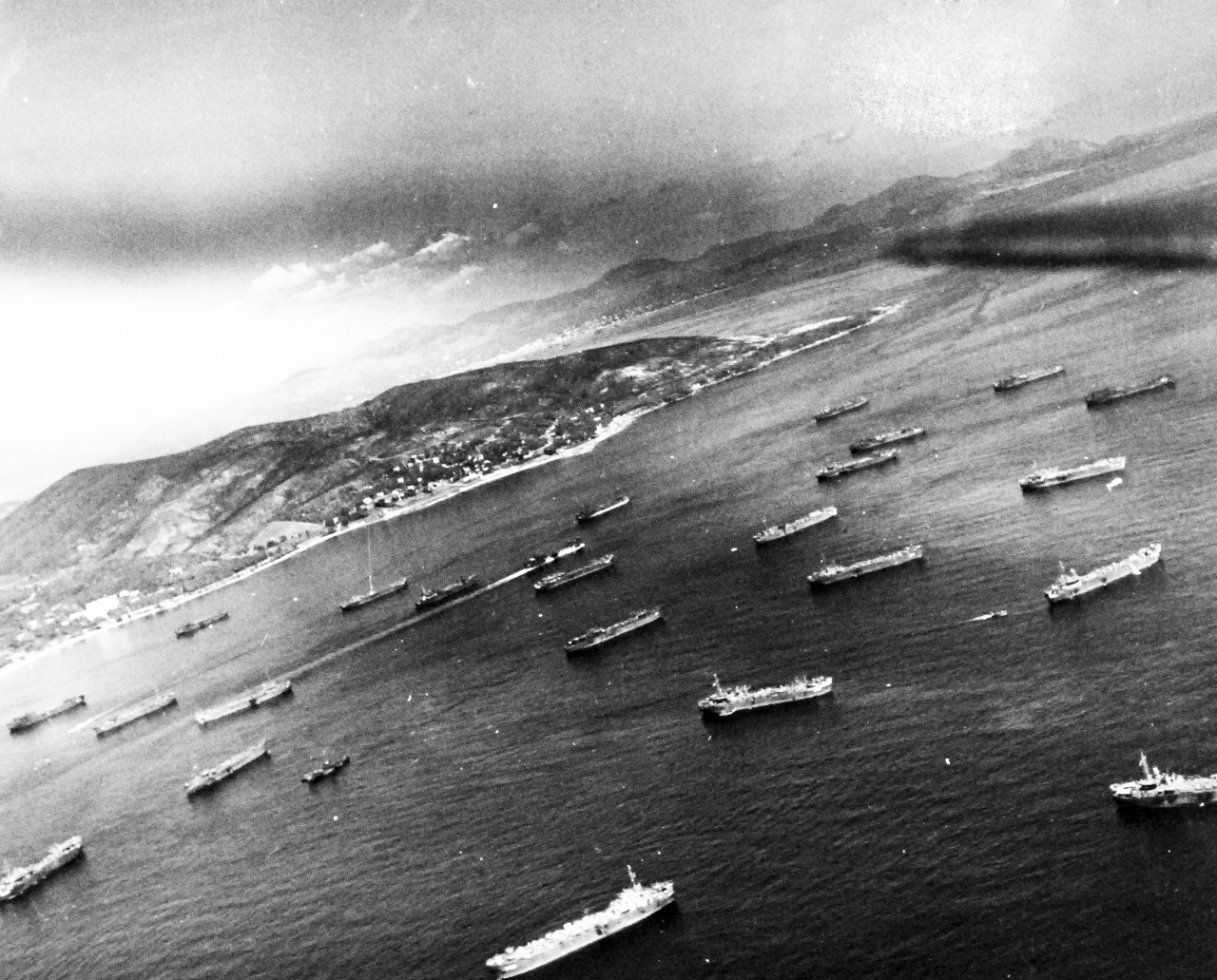 80-G-248729:  Invasion of Southern France, San Tropez, August-September 1944.   LSTs off the San Tropez Bay, France, 9 September 1944.  Official U.S. Navy Photograph, now in the collection of the National Archives.  (2014/4/10). 