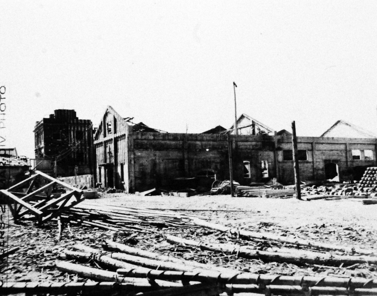 127-GW-1643-147628:     Nagasaki, Japan, 1945.     View of bombed alcohol factory at Kajiki.  Photographed November 4, 1945.        Official U.S. Marine Corps Photograph, now in the collections of the National Archives.  (2016/10/25).