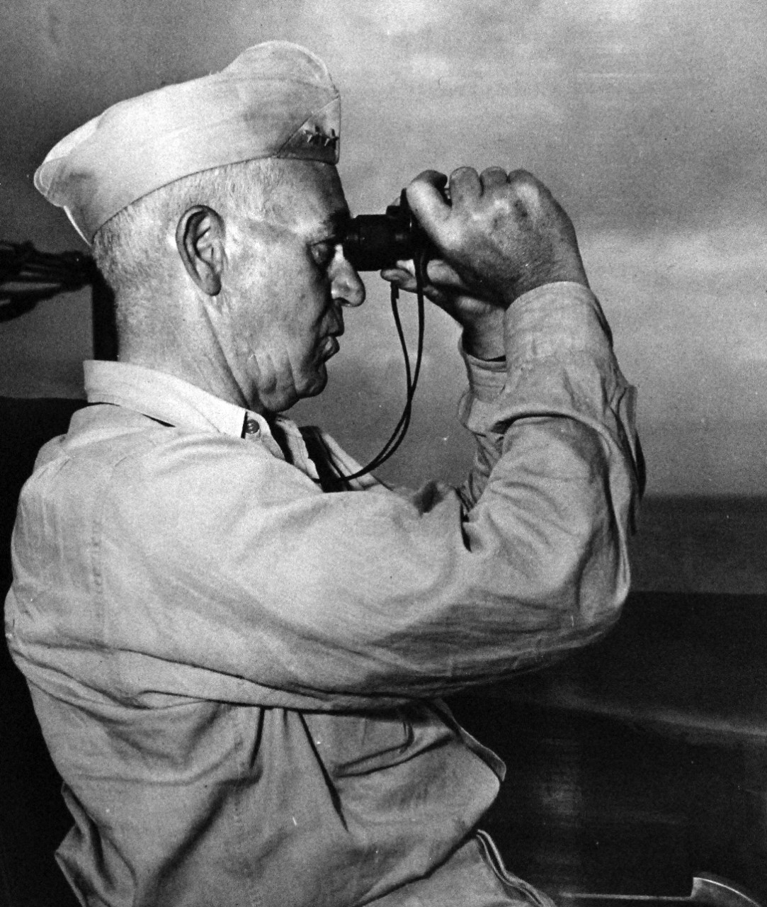 80-G-213847:   Operation Flintlock, January 1944.   Rear Admiral Richard Kelly Turner, USN, as he was leading the victorious US forces in the attack on Kwajalein Atoll in the Marshall Islands, 18 February 1944.  Official U.S. Navy Photograph, now in the collections of the National Archives.  (2014/9/3).  
