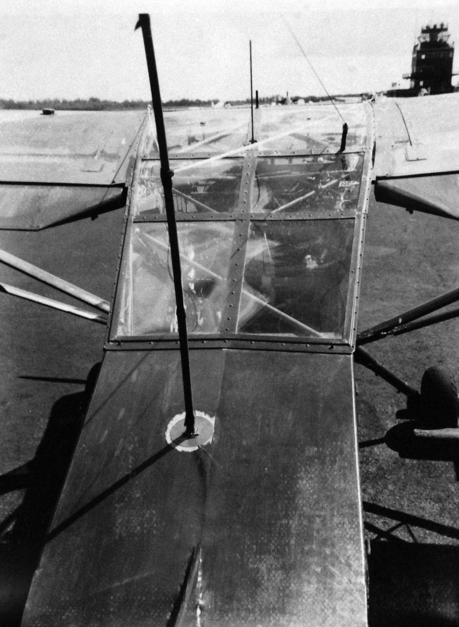 127-GW-298-142815:  Battle for Iwo Jima, February-March 1945.   Top view showing method of securing antenna on plane.  Photographed February 1945.  Official U.S. Marine Corps photograph, now in the collections of the National Archives.  (2016/02/17).