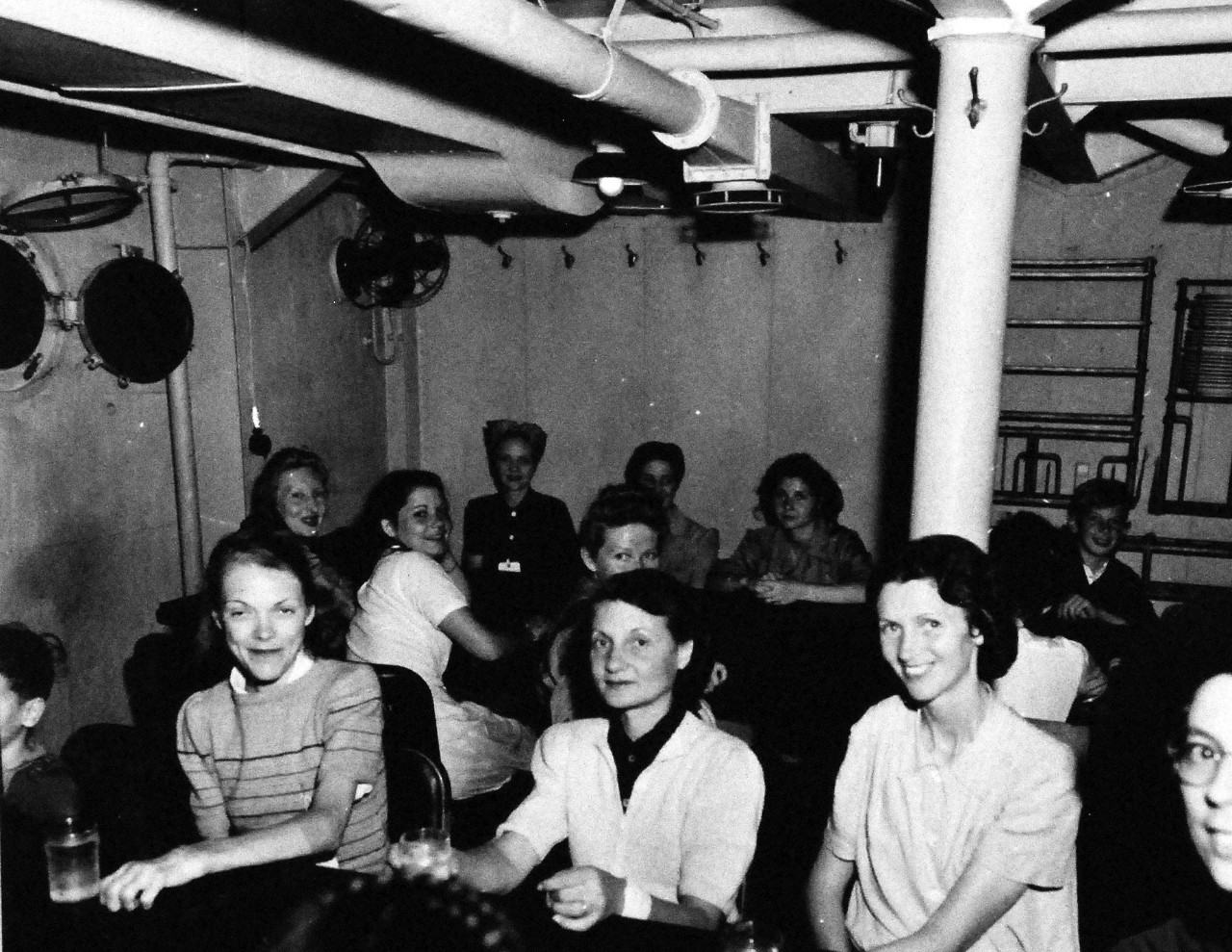 80-G-347900:  Allied Prisoners of War, 1945.   Allied civilian prisoners of war from Singapore coming onboard USS Monitor (LSV-5) at Yokohoma, Japan.  These people were from SS Nankin that was sunk by the Germans on May 10, 1942.  U.S. Navy photograph, now in the collections of the National Archives.  (2015/11/24).