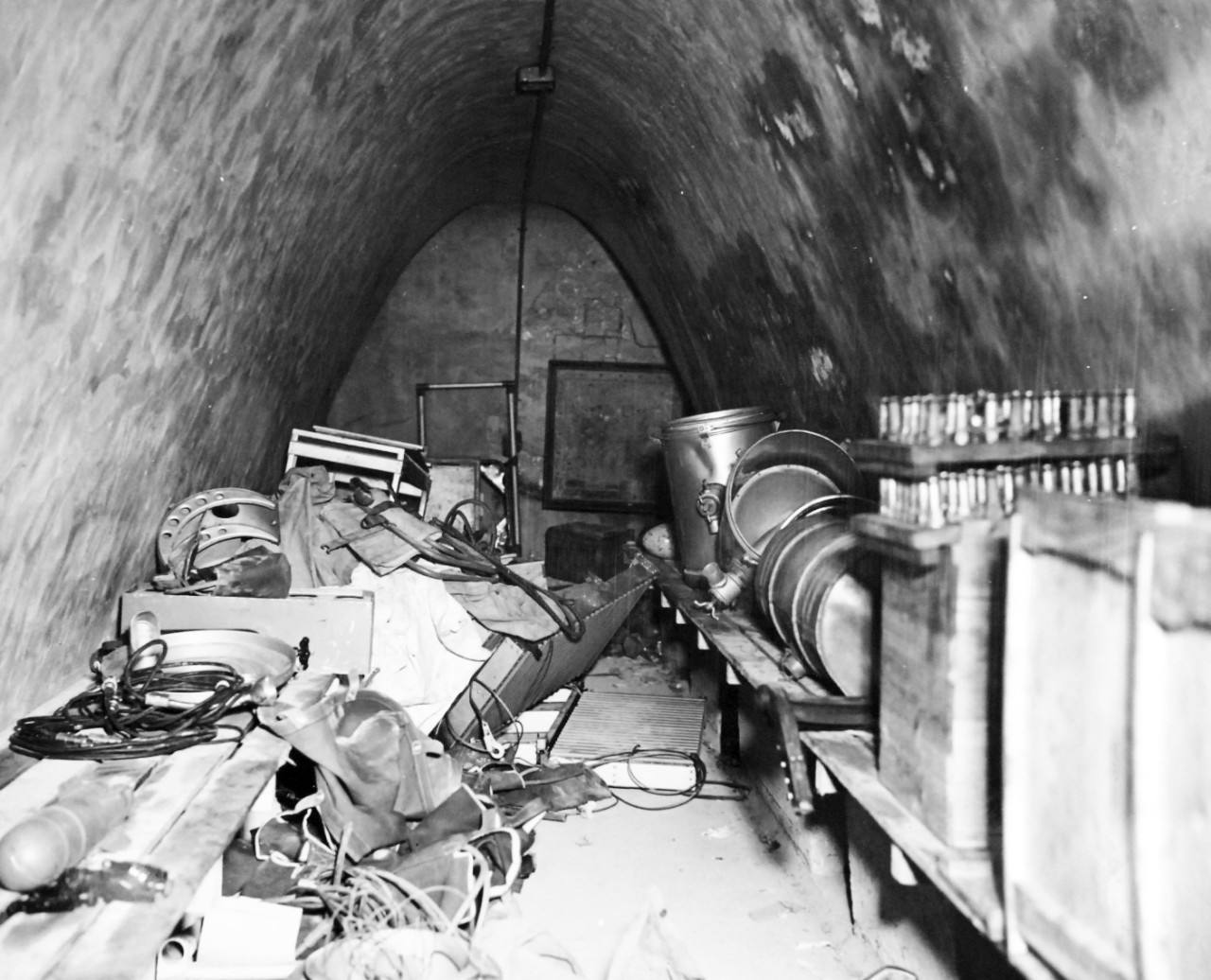 80-G-307832:  Invasion of Saipan, June-July 1944.  Interior of Japanese aviation fuel storage shelter.   Photograph received March 20, 1945.      Official U.S. Navy Photograph, now in the collections of the U.S. Navy.  (2017/04/11).  