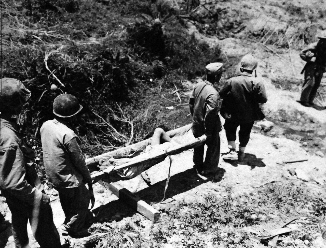 Okinawa Campaign, April-June 1945.   Japanese captured by Sixth Marine Division on Okinawa.  Photographed by Staff Sergeant Connolly,  June 21, 1945.  Official U.S. Marine Photograph, now in the collection of the National Archives.  (2014/7/23). 