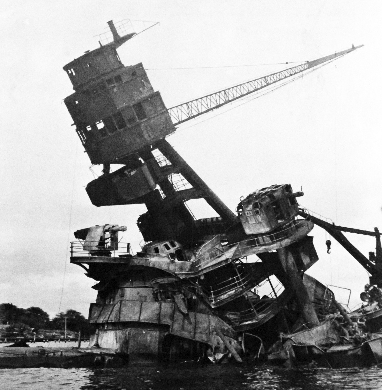 80-CF-1061-2:    Wreckage of USS Arizona (BB 39) following the attack at Pearl Harbor, Hawaii, 7 December 1941. Official U.S. Navy Photograph, now in the collections of the National Archives.      (9/16/2014).