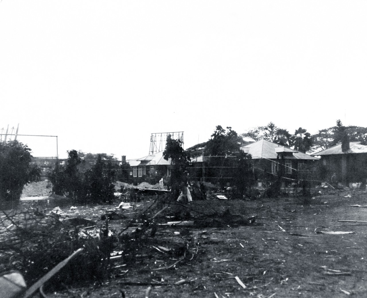 80-G-32510:  Pearl Harbor Attack, 7 December 1941.  Enemy plane wreckage, “Kate”, in Naval Hospital grounds. Official U.S. Navy photograph, now in the collections of the National Archives.   (9/15/15).