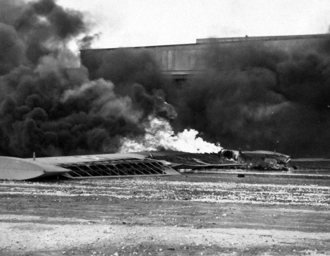 80-G-77618:  Japanese Attack on Pearl Harbor Attack, 7 December 1941   Fires following the Japanese Attack  . Location:  Naval Air Station, Kaneohe Bay, Oahu.  U.S. Navy photograph, now in the collections of the National Archives.      (3/4/2015).