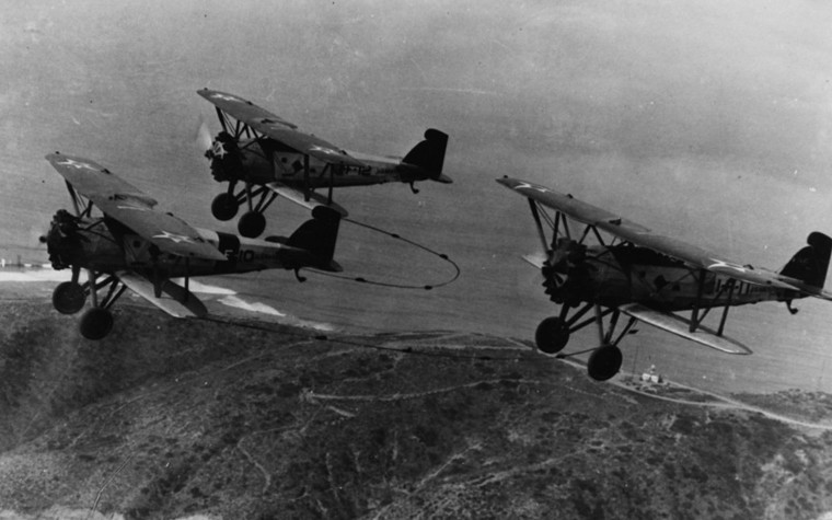 The Navy’s First Aerobatics Team, 1928–29.