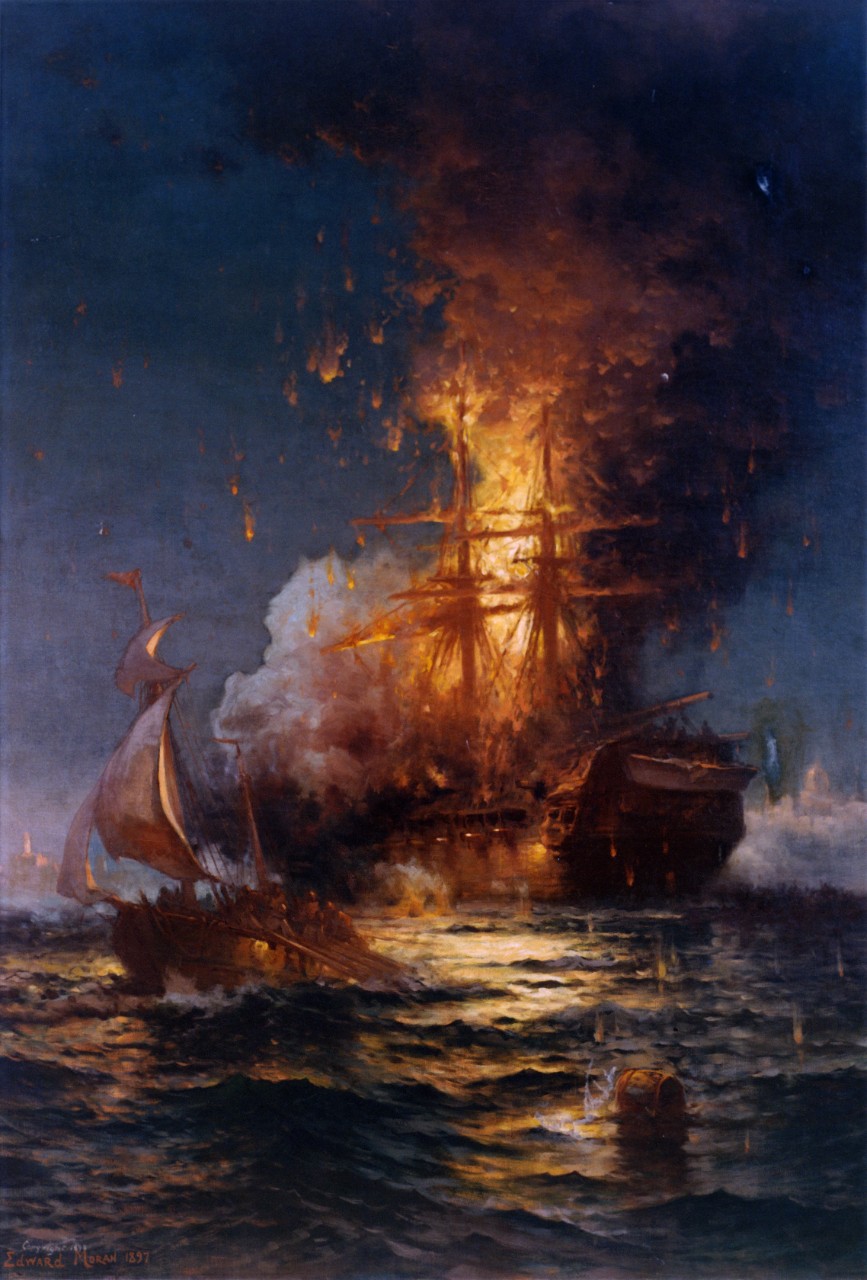Photo #: KN-10849 "Burning of the Frigate Philadelphia in the Harbor of Tripoli, February 16, 1804"