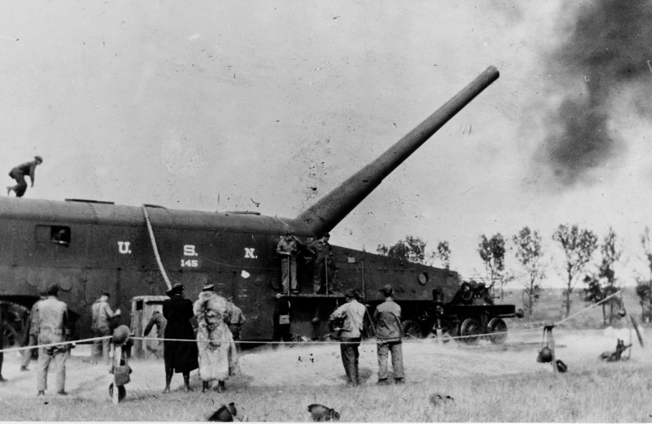 Railway gun firing