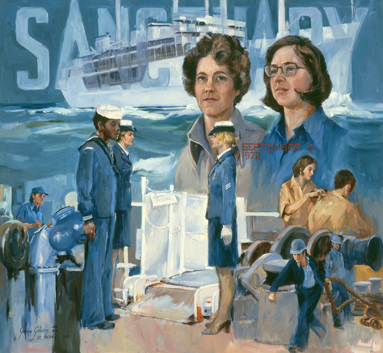 A montage of women and African Americans on USS Sanctuary