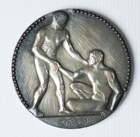 Obverse view of Silver Medal from the 1924 Paris Summer Olympics