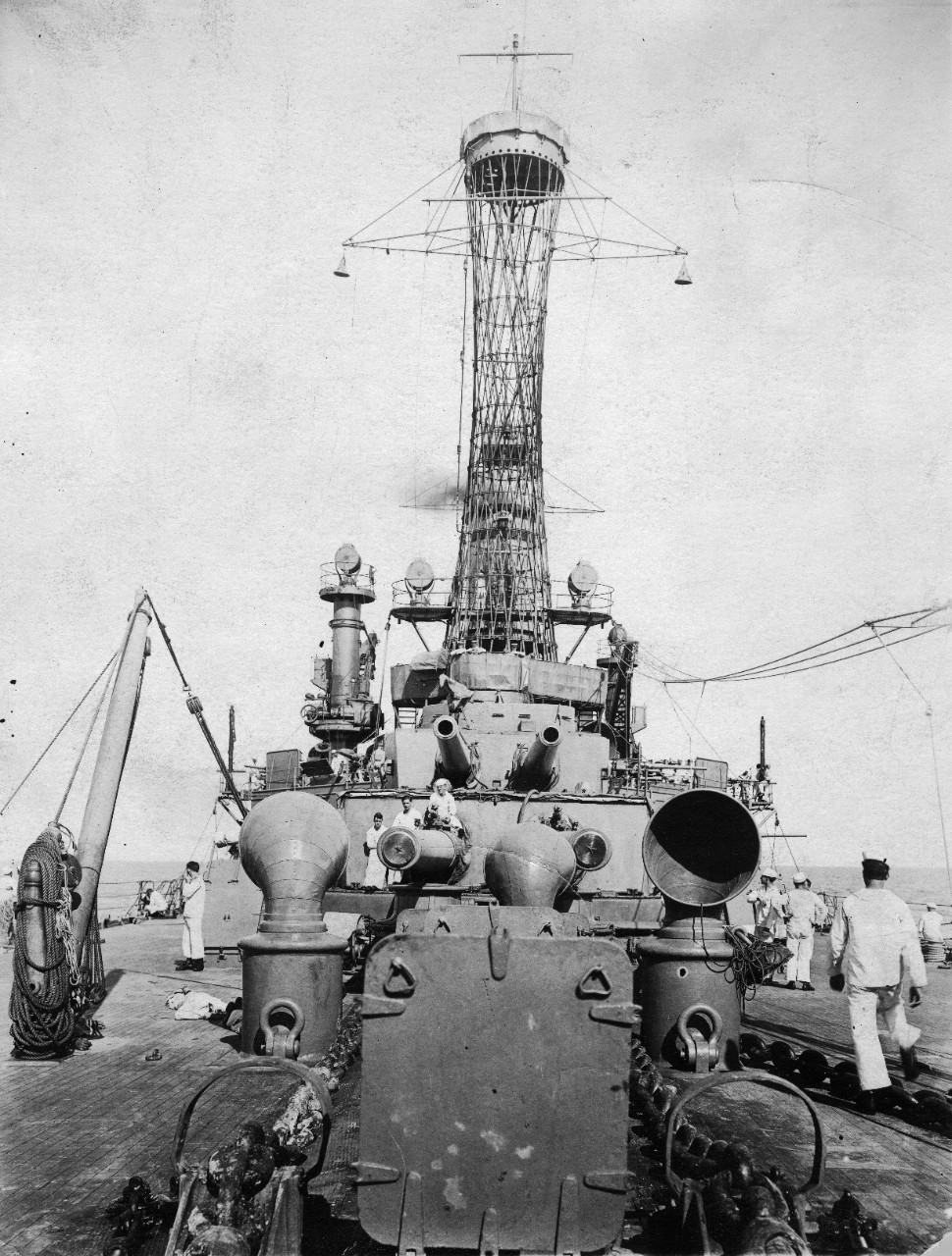 8 black and white photographs of USS Michigan (BB-27). Photos taken circa 1914 around Central America, including Vera Cruz. Scenes on board the ship, in drydock, views of sailors, and Captain Albert P. Niblack. Most photos have been assigned NH numbers.