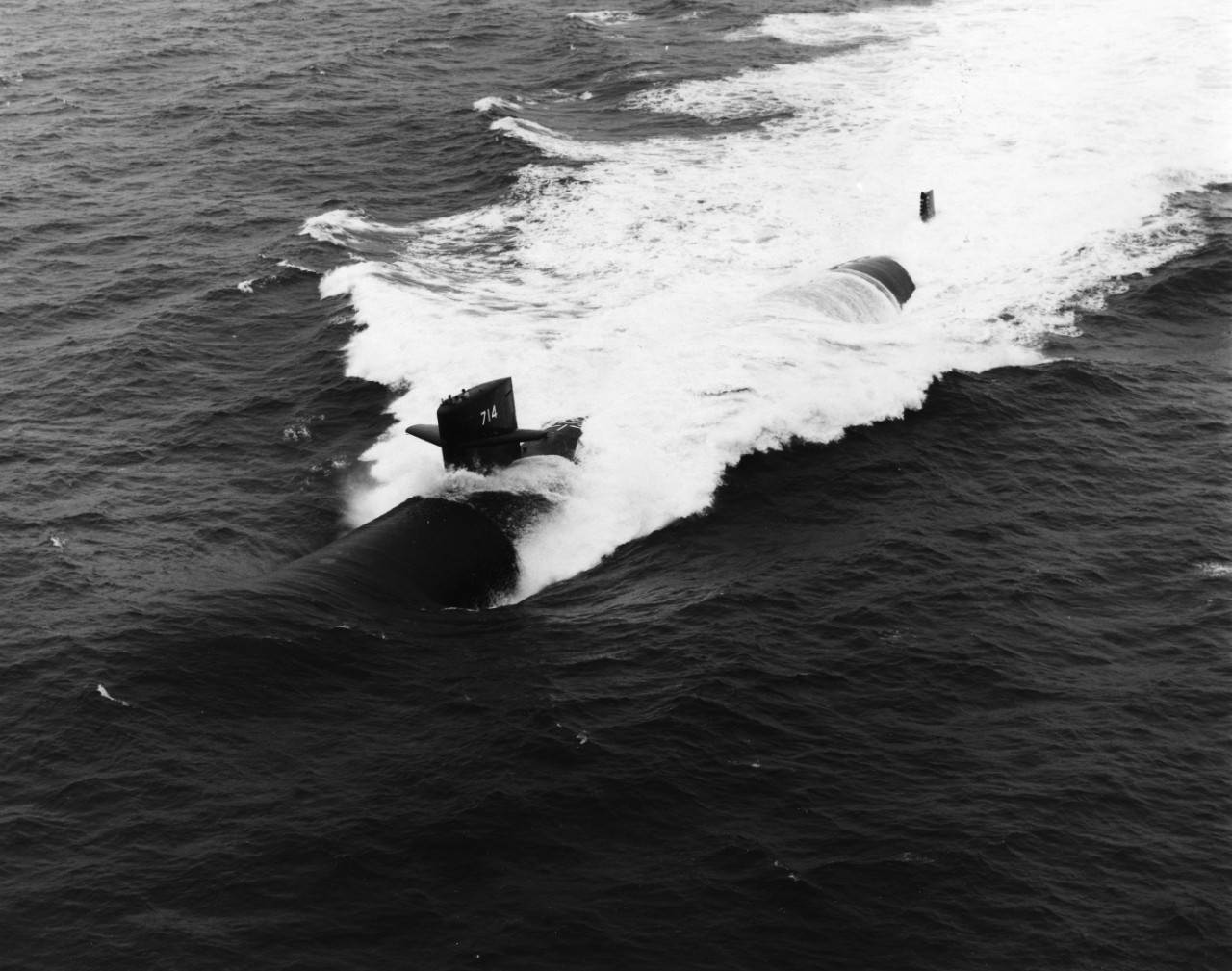 USS Norfolk (SSN-714) undergoing sea trials in the Atlantic Ocean