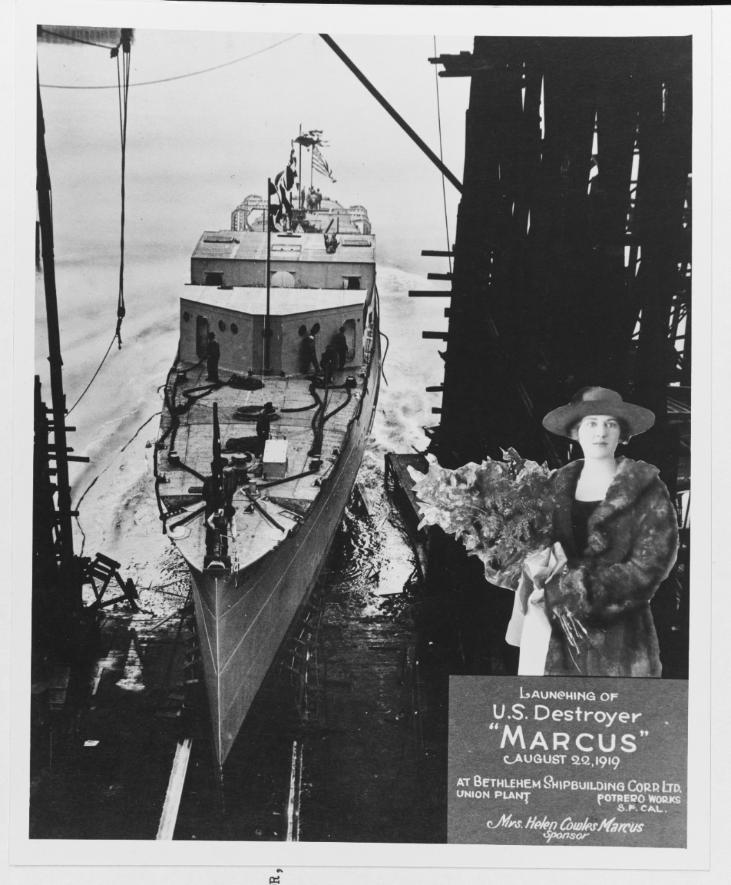 Photo #: 19-LC-38-L-1  USS Marcus (Destroyer # 321)  