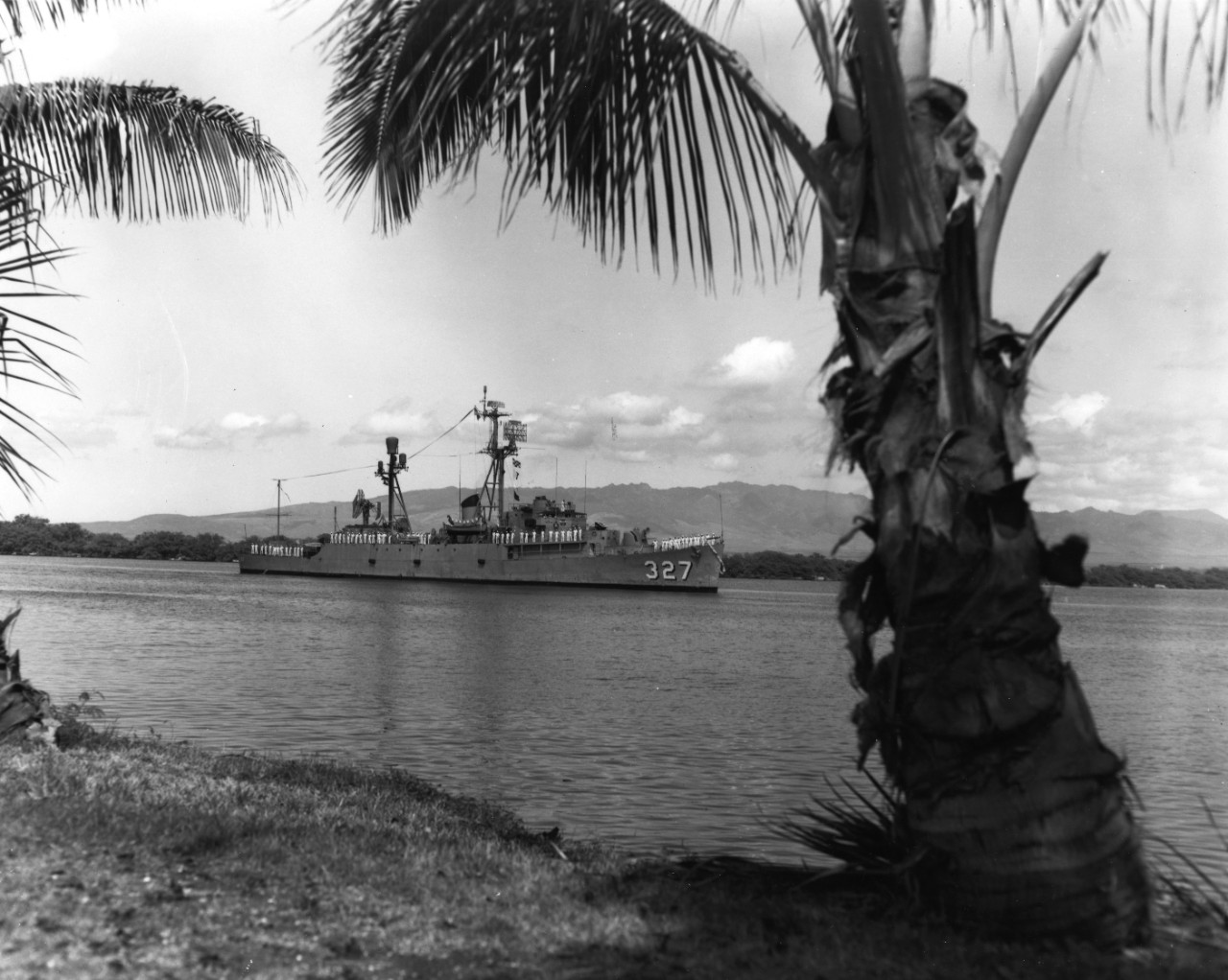 USS Brister (DER-327) arriving at Pearl Harbor, Hawaii
