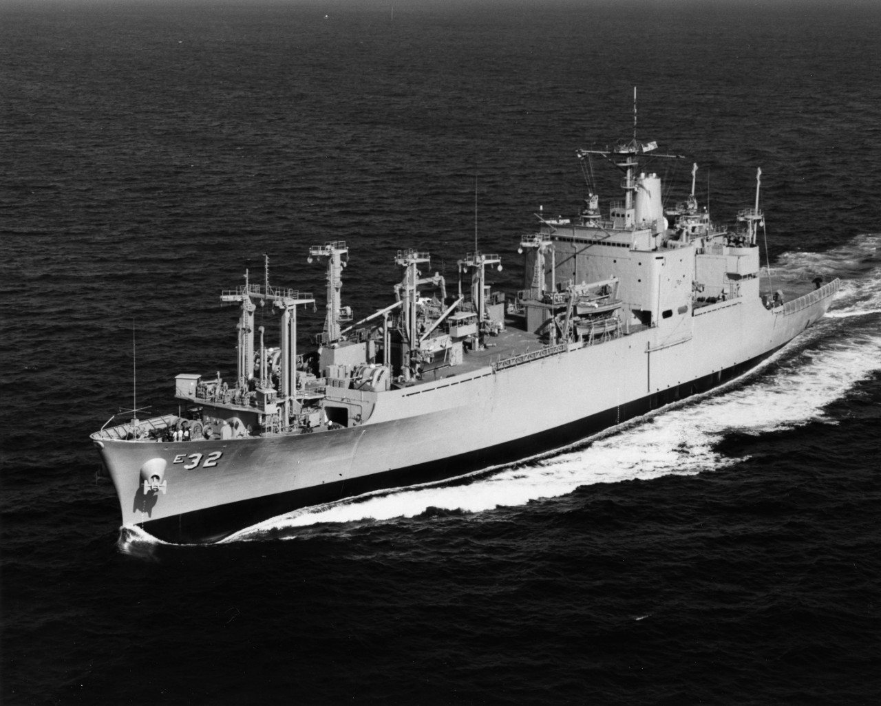 USS Flint (AE-32) underway off Pascagoula, Mississippi, probably during builders' trials.