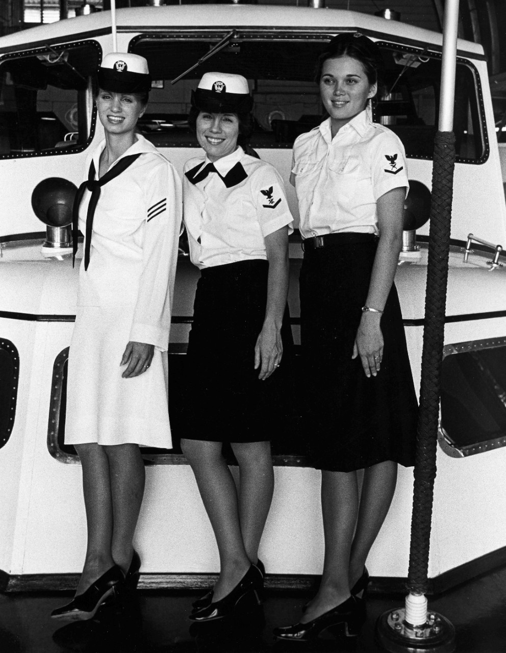 Female sailors modeling uniforms