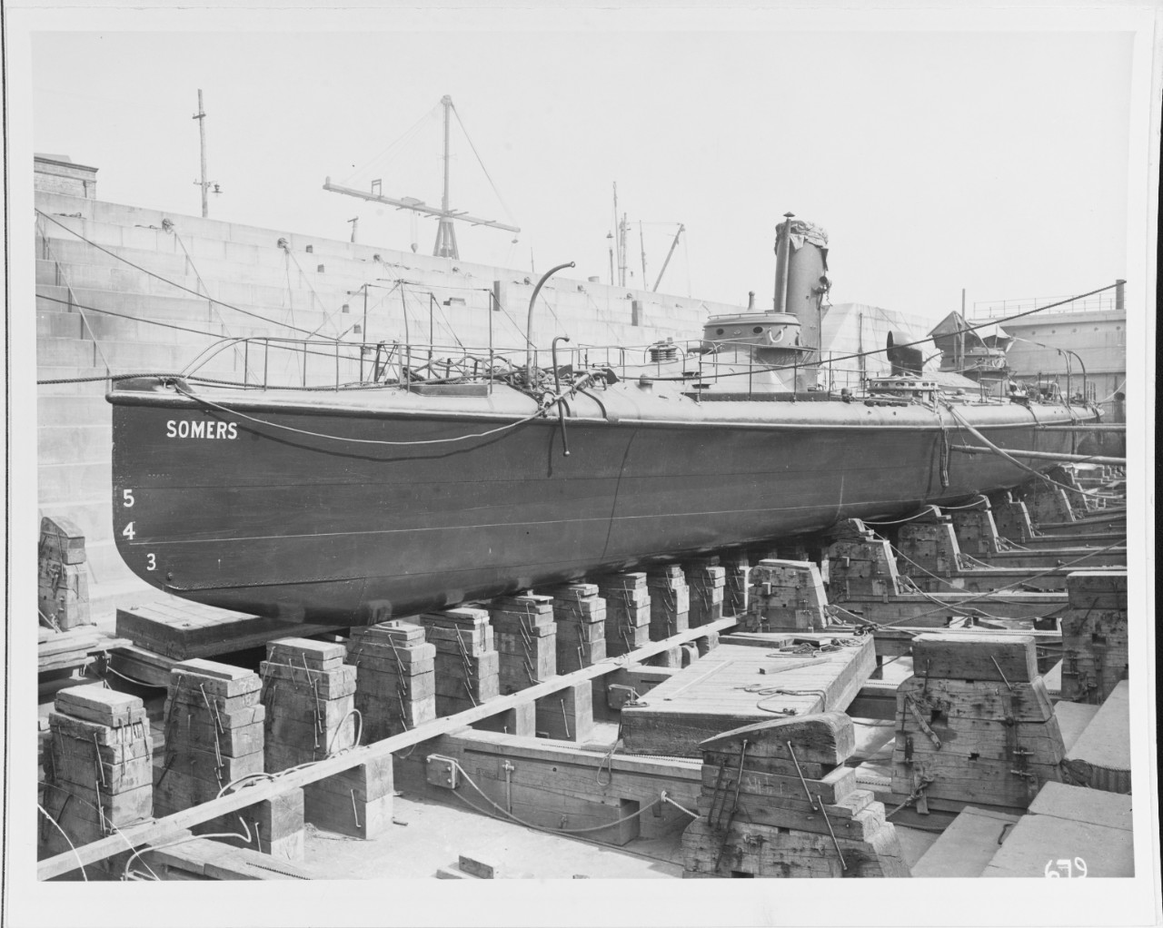 USS SOMERS (TB-22) in dry dock.