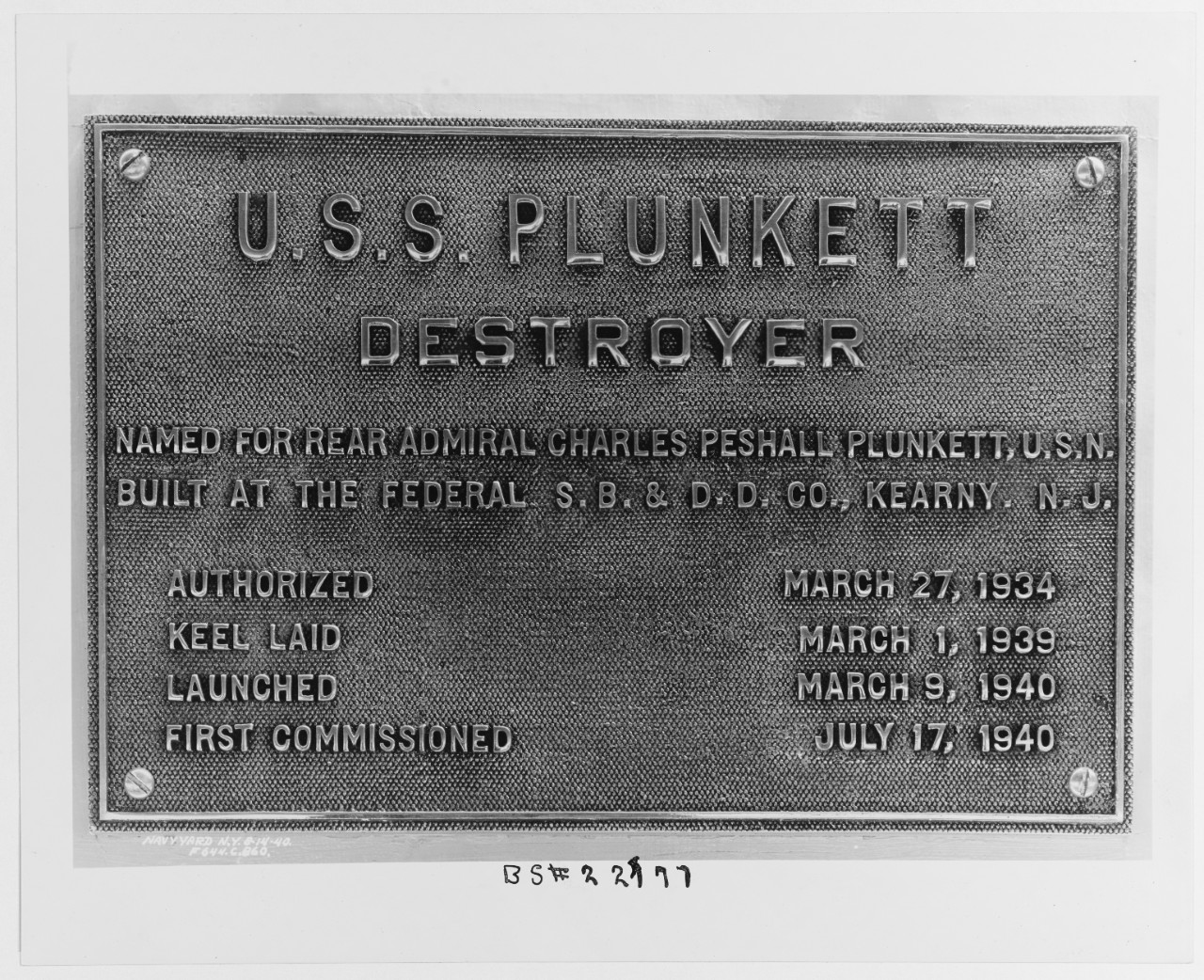 USS PLUNKETT (DD-431)