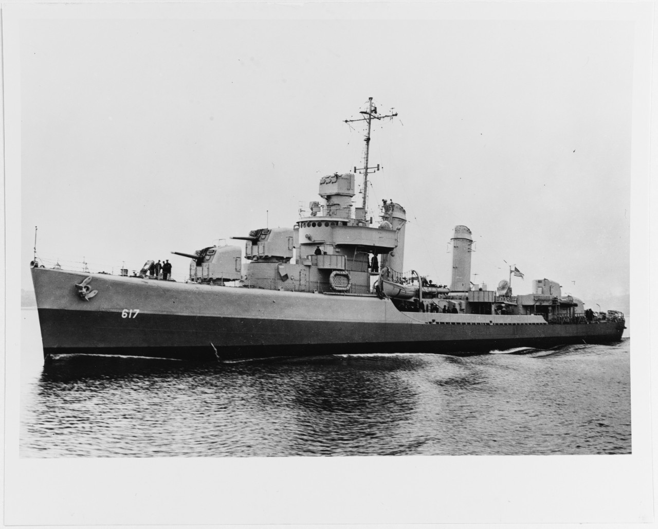 USS ORDRONAUX (DD-617), port side view, from bow.