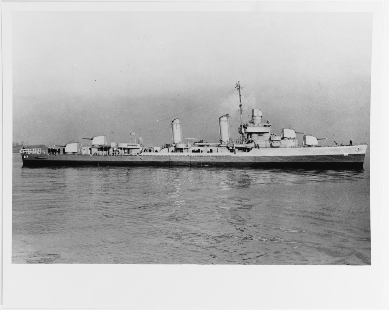 USS ORDRONAUX (DD-617), broadside, starboard.