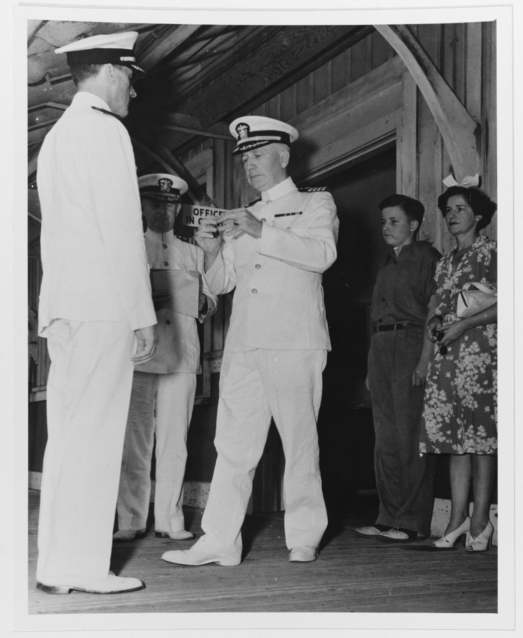 80-G-10176 Captain S. C. Norton, USN, awarded the Navy Cross