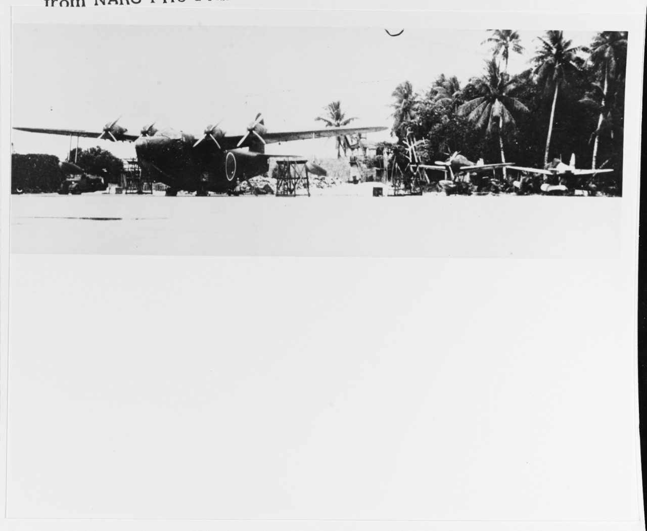 Japanese naval aircraft at a Southern Pacific base, circa 1942-1943.