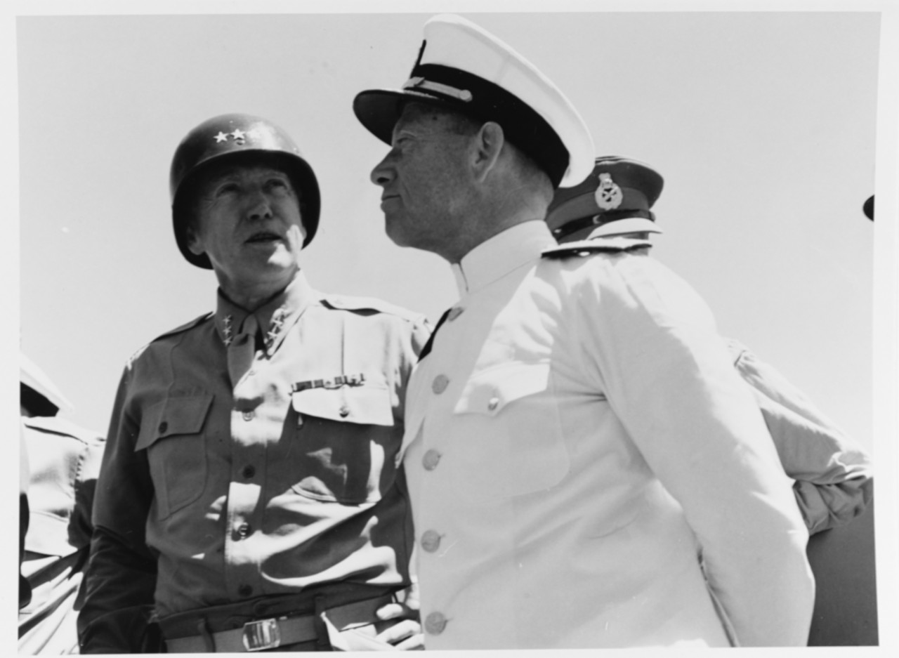 Rear Admiral Alan G. Kirk, USN, with Lieutenant General George S. Patton Jr., USA